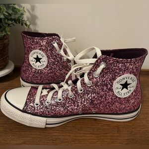 Converse Chuck Taylor Womens Size 11 All Star High Purple Pink Glitter Fashion
